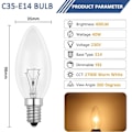 Miniatyrbillede 2 af 5: E14 40W Klar Glødepære, Dæmpbar Glødepære, Varmt Hvid 2700K, 400lm, Flamme Glødepære, E14 Edison Skrue Glødepærer, Pakke med 6 - Perfet