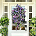 Miniatyrbild 1 av 4: 2024 Utomhuskrans för vår och sommar med tulpaner, konstgjorda torkade blommor, väderbeständig grön, året runt, för hem, lantlig stil, inomhus kr...