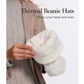 Miniatyrbilde 2 av 5: Dame Beanie, Varm Vinterlue, Plysjstrikket Lue, Varm Fleecefôret, Med Avtakbar Pompom, Egnet for Ski Utomhus