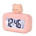 Cute Pink Pig LED Alarm Clock with Calendar and Temperature Display