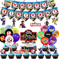 Miniatyrbillede 1 af 2: 60st Roblox Fest Dekorationssæt Banner Balloner Kage Toppers Swirls