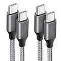 2x USB-C till USB-C Snabb Laddningskabel 3A för Samsung Galaxy A03s A04s A13 A14 A22 A23 A24 A26 - Förstärkt Nylon Grå 1M Grå Grå