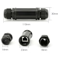 Miniatyrbilde 3 av 4: TS-Sett med 2 skjermede RJ45 vanntette kontakter Cat5/5e/6 8P8C IP67 Ethernet LAN hann dobbelthode utendørs LAN kobler adapter hunn til hunn