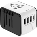 Miniatyrbild 1 av 4: TS-Universal Internationell Reseadapter med 3 USB och 1 Type C, 1500W, Uttag Frankrike till USA Kanada Storbritannien EU Australien Kina Japan