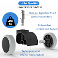 Miniatyrbilde 2 av 5: TS-5 Pakke Kontorstolhjul 11 Mm / 22 Mm Erstatning Hardt Gulv For Gamingstoler, Svingstoler, Fl