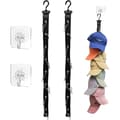 2 Pieces Hat Storage, Practical Hat Rack, Baseball Cap Storage with 16 Stainless Steel Clips, Hanging Hat Organizer with 2 Self-Adhesive Hooks