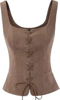 Piratinspireret renæssancevest til damer, cosplay-kostume, bondelivstykke, kaffe Medium Coffee Medium