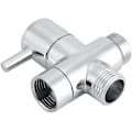 Miniatyrbilde 1 av 5: 3-veis T-formet slangedeler Slitesterk messingkranfordeler Kromfinish Termostatisk blandebatteri for veggmontert hånddusj