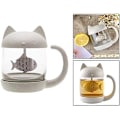 Miniatyrbillede 5 af 5: Kattglas Tekop, Vandflaske Krus med Fiskeformet Teinfuser, Kaffe Vandflaske, 250ML, Katteelskere