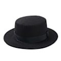 Miniatyrbillede 1 af 2: Ny Mode Uld Grå Pork Pie Bådsmand Flat Top Hat Til Filt Sort
