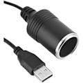 Miniatyrbild 2 av 5: 1,2 m USB A hane till 12V hona cigarettändaruttag konverterare