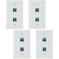 Miniatyrbillede 1 af 5: TS-4 Stykker 2 Port Ethernet Vægplade, Rj45 Cat6 Hun Til Hun Jack