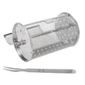 Stainless Steel Rolling BBQ Grill Basket Fork Wire Mesh Cylinder Grill for Camping Picnic 18cm Height