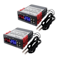 Miniatyrbillede 1 af 4: 2x Stc-3008 Dobbelt Digital Inkubator Termostat Display Temperaturregulator 12v