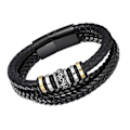 Miniatyrbillede 5 af 5: Til Min Søn Elsker Dig For Altid Armbånd, Flettet Læderarmbånd til Mænd, Rustfrit Stål Personligt Graveret Armbånd (FMY)