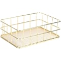 Miniatyrbillede 1 af 5: Opbevaringskurve i guld, Guldmetalkurv Multifunktionel Gylden Jernopbevaringskurv Trådnet Skrivebordsopbevaringsorganisator, 24*16*6.6CM