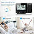 Miniatyrbild 4 av 5: Projektionsväckarklocka för sovrum, stor väckarklocka med takprojektion, USB-port, batteribackup, 180°-projektor, LED-display FRÅN Black