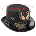 Miniatyrbilde 4 av 5: Fasjonabel flosshatt Steampunk-hatt Halloween-hatt med gir, vinger og briller, performance-hatt, flosshatt for maskeradefest