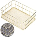 Miniatyrbillede 4 af 5: Opbevaringskurve i guld, Guldmetalkurv Multifunktionel Gylden Jernopbevaringskurv Trådnet Skrivebordsopbevaringsorganisator, 24*16*6.6CM