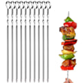 Miniatyrbillede 1 af 5: BBQ-spyd, 10 styk 45 cm grillspyd i rustfrit stål, genanvendelige spyd, grøntsagsspyd, spydpinde, til grillkød og grøntsager