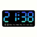Wall Clock Large Screen Living Room Voice Control Digital Clock Snooze Temperature Date Display USB 12/24H Table LED Clock black,blue