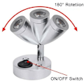 Miniatyrbillede 2 af 4: TS-Indendørs Spot Lampe Auto LED Lys 2 stk.-RV Læselampe 3000K Rotation 180° til Camper Van Båd Campingvogn Køretøj Autocamper N