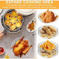 Miniatyrbilde 4 av 4: 3 Deler Frityrstativ, Frityrkorg i Rustfritt Stål 3-Lags Stablebare Dehydreringsstativer for Air Fryer Baking og Steking (Rund)