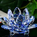 Miniatyrbilde 1 av 5: Krystall Lotus Blomsterbukett Stor Størrelse Håndverk Hjeminnredning Alle Farger Gave Til Bursdag Bryllup, Krystallglass, Blå