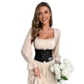 Miniatyrbillede 5 af 5: Trendige Kvinders Renaissance Bluser Topper Korset Midjebælte Middelalderlig Viktoriansk Off Shoulder Langærmet Skjorte Pirat Cosplay Kostumer S