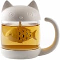 Miniatyrbillede 1 af 5: Kattglas Tekop, Vandflaske Krus med Fiskeformet Teinfuser, Kaffe Vandflaske, 250ML, Katteelskere