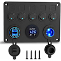 Miniatyrbillede 1 af 4: TS-12V Marine Kontaktpanel, 4.2A USB-opladerport + Cigarettænderstik + Voltmeterdisplay, IP65 vandtætte vippekontakter