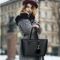 Miniatyrbild 5 av 5: Damhandväska svart, dam shopper handväska läderimitation damväska stor skolväska för kontor skola shopping