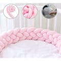 Miniatyrbilde 1 av 2: 4 flettede babyputer, slangevevde, antivibrasjonsputer i fløyel for sprinkelsengdekorasjon med linpute, rosa, 1,5 m