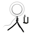 Miniatyrbillede 3 af 5: Selfielampe/ringlys (16 cm) med formbart stativ, flerfarvet