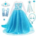 Elsa prinsessekjole + tiara/fletning/handsker - 110 cl