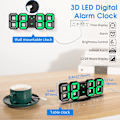 Miniatyrbillede 2 af 5: 3D LED Digital Vægklokke, 3D LED Vægklokke, Grøn