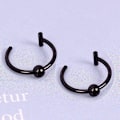Miniatyrbillede 2 af 4: Falsk piercing i rustfrit stål - 8 mm - Sort