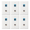 Miniatyrbilde 1 av 5: TS-6 Stykker Ethernet Koaksial Veggplater Cat6 Koaksial Veggplate Ethernet Vegguttak Med Ethernet Port For