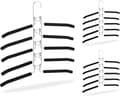 Clothes Hanger Multiple, Set of 3 Space-Saving Hangers, Jacket Hanger 5 in 1, Space-Saving and Non-Slip, Silver/Black