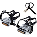 Miniatyrbilde 1 av 5: Sykkelpedal med klips og stropper. Egnet for spinningsykler, trimsykler, treningssykler og utendørssykler, 9/16 tommers aksel.{HH}
