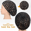 Miniatyrbilde 2 av 3: 3 stk. Hårnett Snoods for Kvinner Sove Mesh Myk Rayon Strikket Heklet Hårnett Lange Korte Krøller Cover Tilbehør#d453772