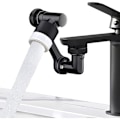 Miniatyrbillede 1 af 4: Vandbesparende vandhanebelufter med multi-vinkelrotation, vandsparer til brusearmatur, forlænger til vandhanedysefilter, brusehoved, der kan tilpasses vandhane, sort