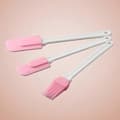 Miniatyrbillede 2 af 3: Silikone Spatel Og Bagepensel Sæt, 3 Dele Bageudstyr Med Plasthåndtag, Pink