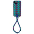 For iPhone 14 TPU Phone Case Spliced Rhombus Pattern Shockproof Mobile Cover with Wrist Strap