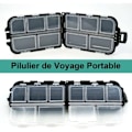 Miniatyrbild 3 av 4: TS-Pillerask, Rese Medicinbox med 10 Fack, Mini Tablettask, Pillbox (Svart)