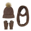Miniatyrbilde 4 av 5: Strikket lue, skjerf og hansker, tredelt sett for utendørs bruk, holder deg varm Pink three-piece set
