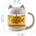 Miniatyrbillede 2 af 5: Kattglas Tekop, Vandflaske Krus med Fiskeformet Teinfuser, Kaffe Vandflaske, 250ML, Katteelskere