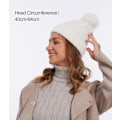 Miniatyrbilde 5 av 5: Dame Beanie, Varm Vinterlue, Plysjstrikket Lue, Varm Fleecefôret, Med Avtakbar Pompom, Egnet for Ski Utomhus