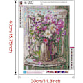 Miniatyrbillede 2 af 5: (30 × 40 cm, Blomst I) DIY Diamantmaleri, Blomster 5d Diamant P