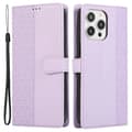 For iPhone 15 Pro Case Spliced Embossed Rhombus Shockproof Leather Phone Cover